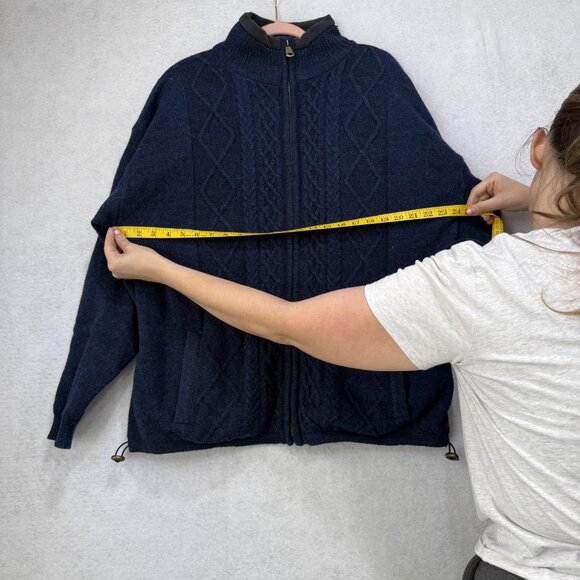 Aran Woollen Hills Sweater Mens Large Full Zip Fleece Lined Wool Jacket - Picture 3 of 11